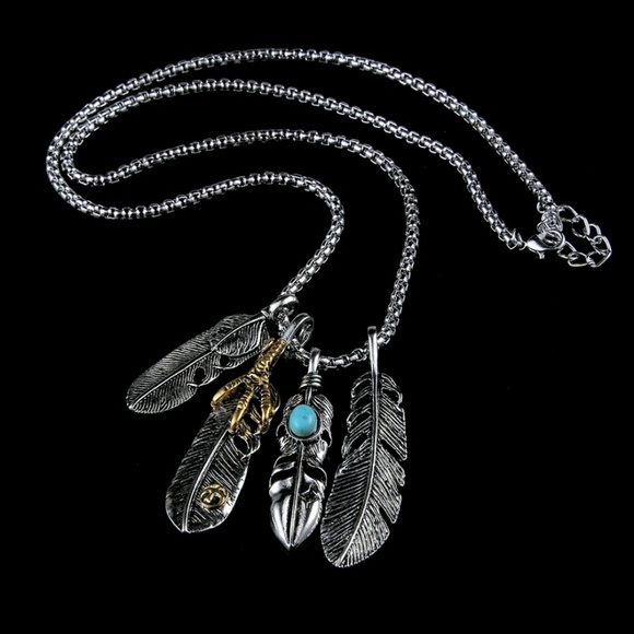 Sold Silver toned feather necklace - Picture 1 of 6